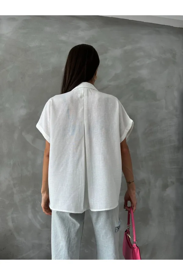 Topshow Krem Çiçek Detaylı Toptan Gömlek