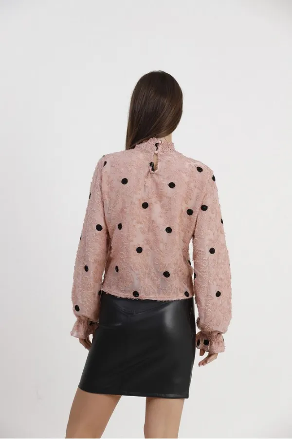 Blouse en mousseline à pois en gros - Pois poudrés | TOPSHOW | F1408