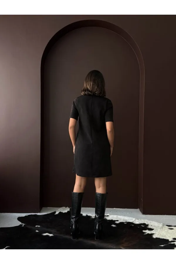 Robe Topshow Drop en daim noir (vente en gros) | F2039