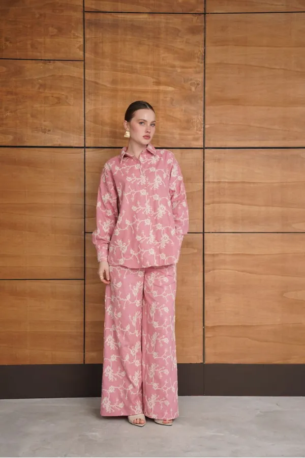 Embroidered Shirt - Pink | F1951 - Topshow