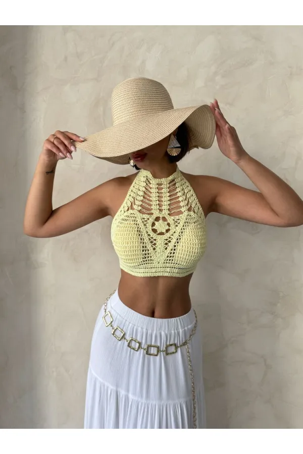 Topshow Sarı Dantel Toptan Büstiyer