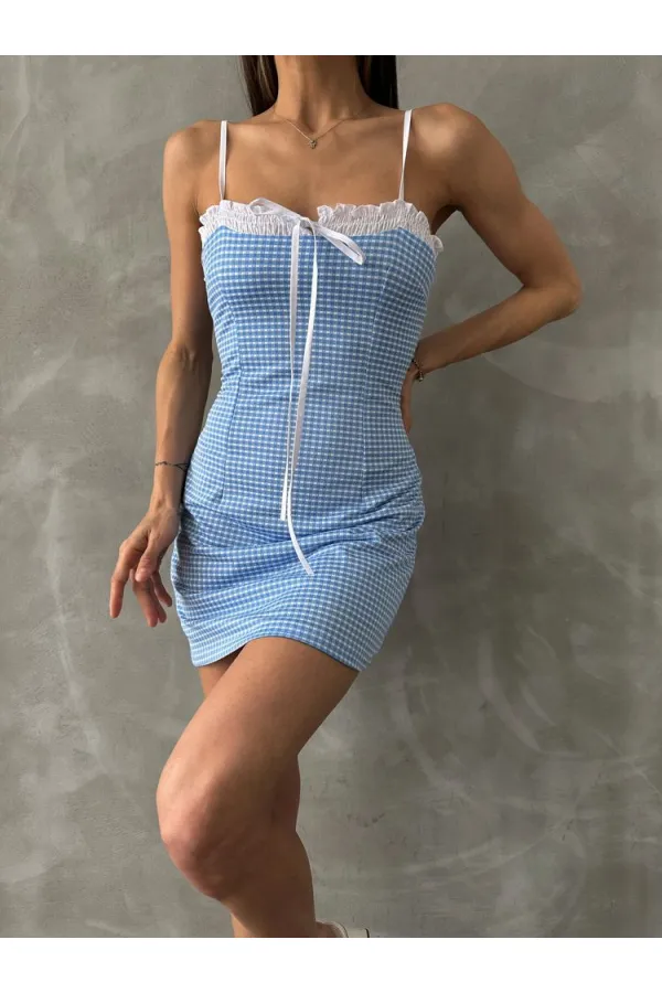 Topshow Blue Pitikare Strap Wholesale Dress