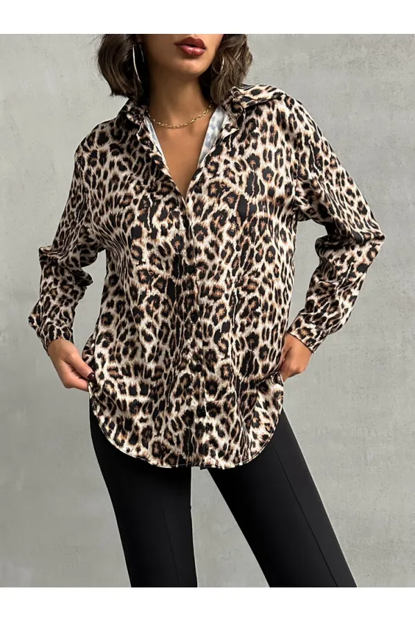 Topshow Leopard Leopard Print Wholesale Shirt | F1781