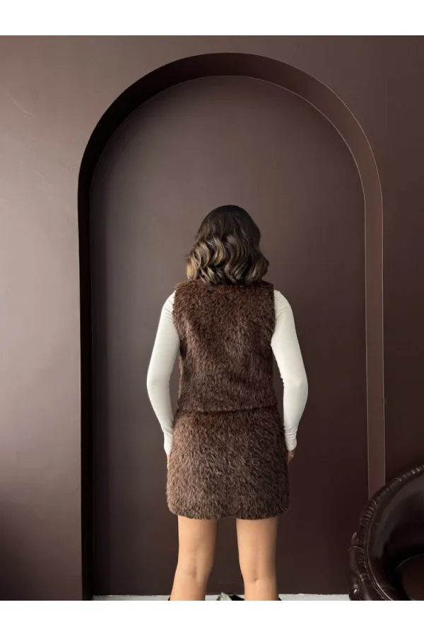 Topshow - Gilet à plumes marron style vintage pour femme (vente en gros)