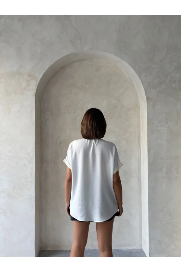 Shepherd's Stitched Linen Shirt - Cream Yellow | Topshow