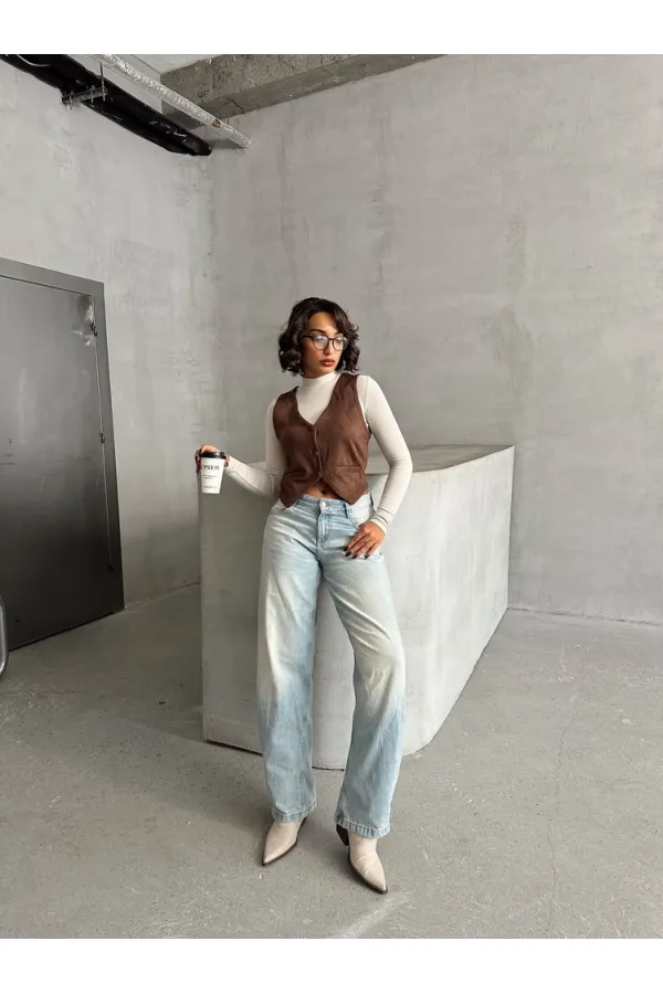 Suet Toptan Yelek - Kahve | TOPSHOW | F1528