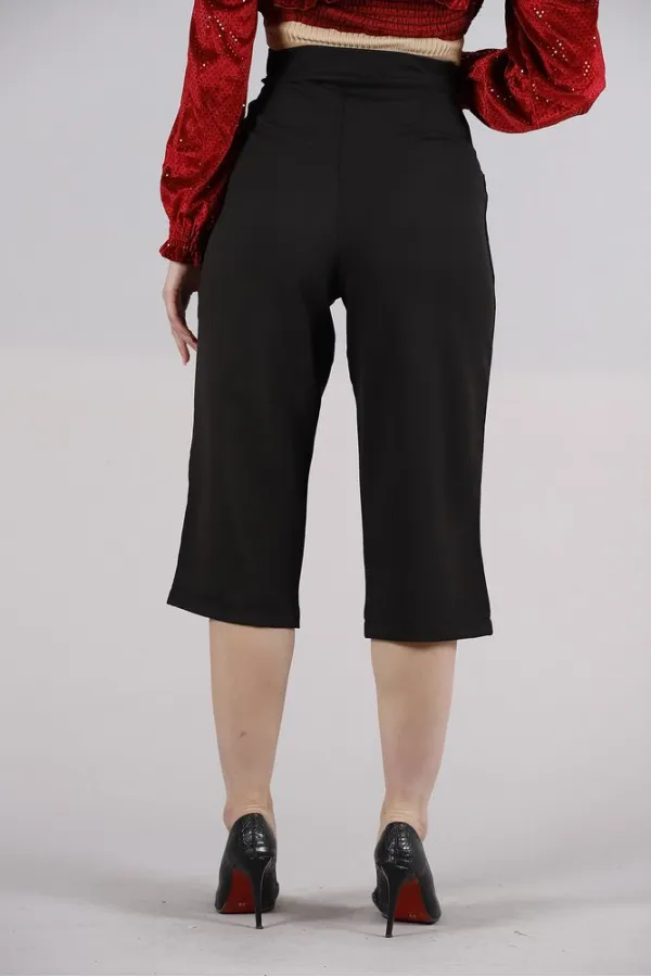 Pantalon décontracté à poches en L boutonnées ornementales - Noir | TOPSHOW | F0996