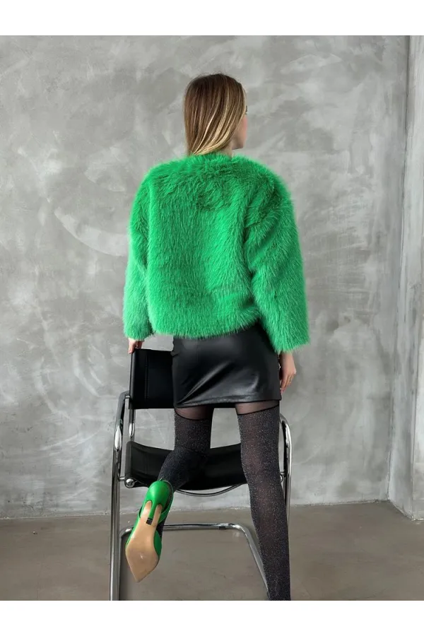 Veste en fausse fourrure en gros - Émeraude | TOPSHOW | F1615