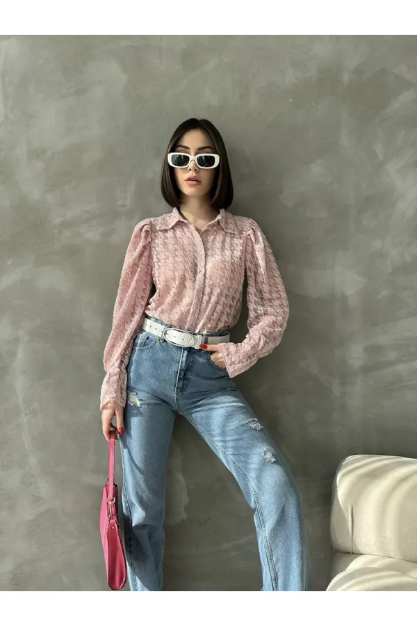 Tulle Wholesale Shirt - Powder | TOPSHOW | f1472