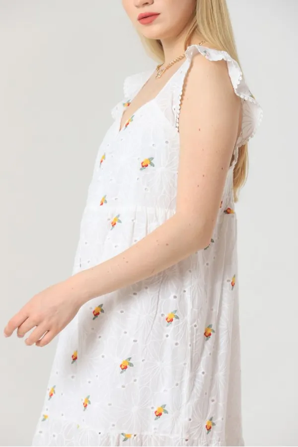 Robe plissée jaune à fleurs Topshow, col en V, en gros