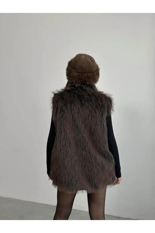 Faux Fur Women's Wholesale Vest – Soft Texture – BLACK