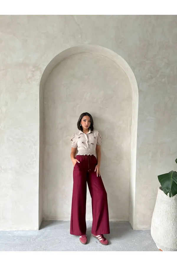 Bow-Tie Linen Wholesale Shirt - Stone | Topshow