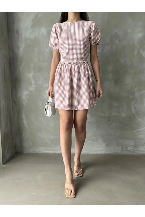 Robe Topshow à col rond poudré en gros