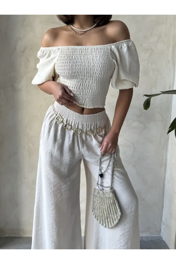 Topshow Light Stone Striped Gipel Wholesale Blouse