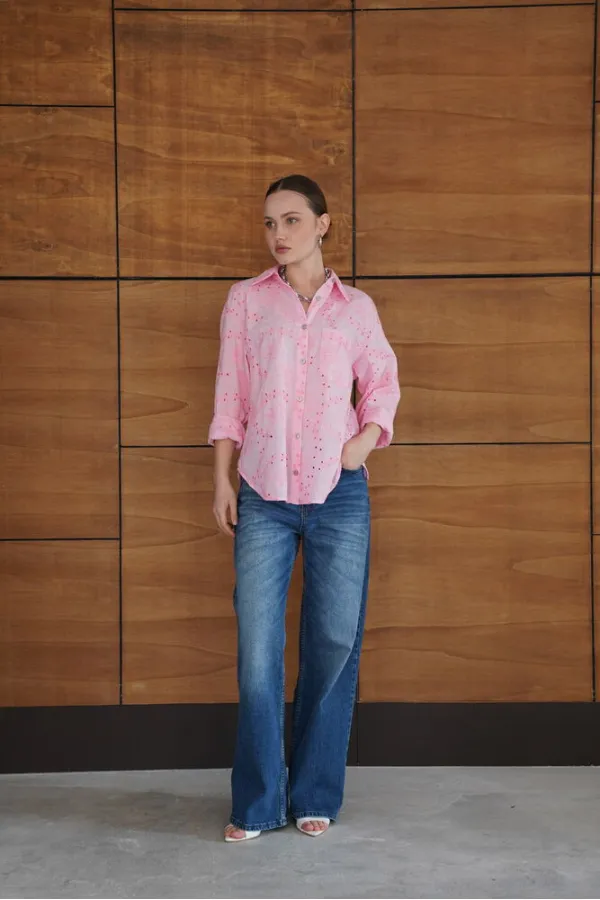 Corded Wholesale Shirt - Pink | F2079 - Topshow