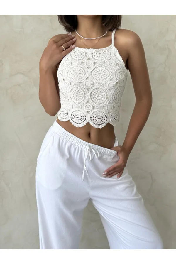 Güpür Askılı Büstiyer - Ham | Topshow