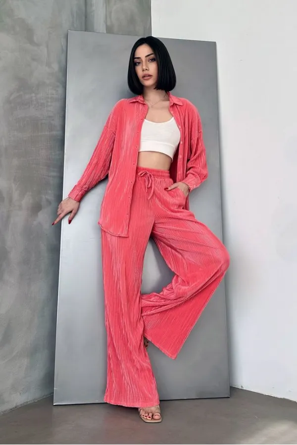 Pantalon plissé fuchsia Topshow en gros