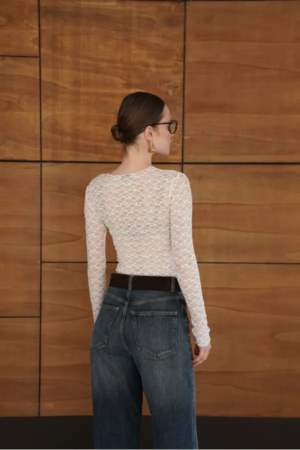 Dantel Toptan Bluz - Krem | F2092 - Topshow