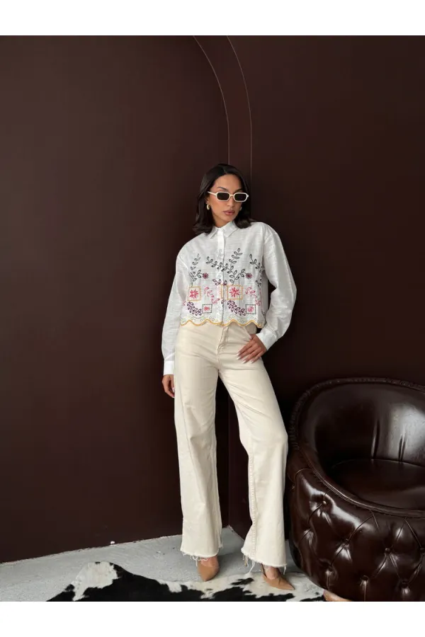 Chemises brodées pour femmes en gros – Style bohème chic – JAUNE DSN2