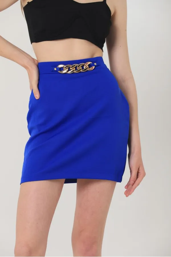 Jupe au-dessus du genou avec chaînette de taille en gros - Saks | TOPSHOW