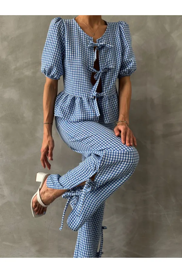 Topshow Mavi Pitikare Toptan Pantolon