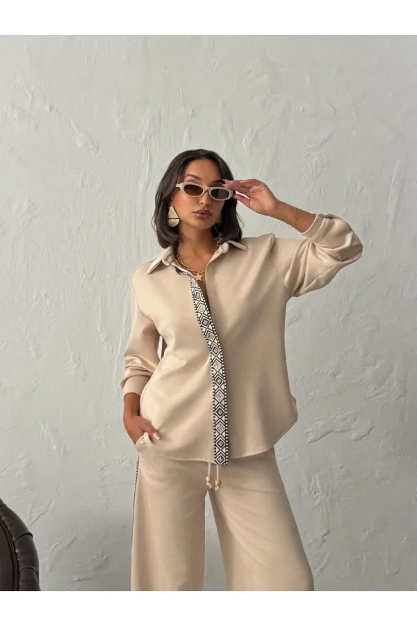 Chemise Topshow en daim scuba à rayures - Pierre | F1973