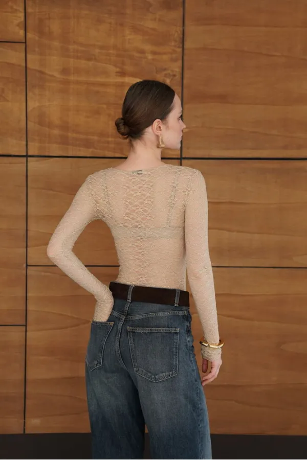 Dantel Toptan Bluz - Taş | F2092 - Topshow