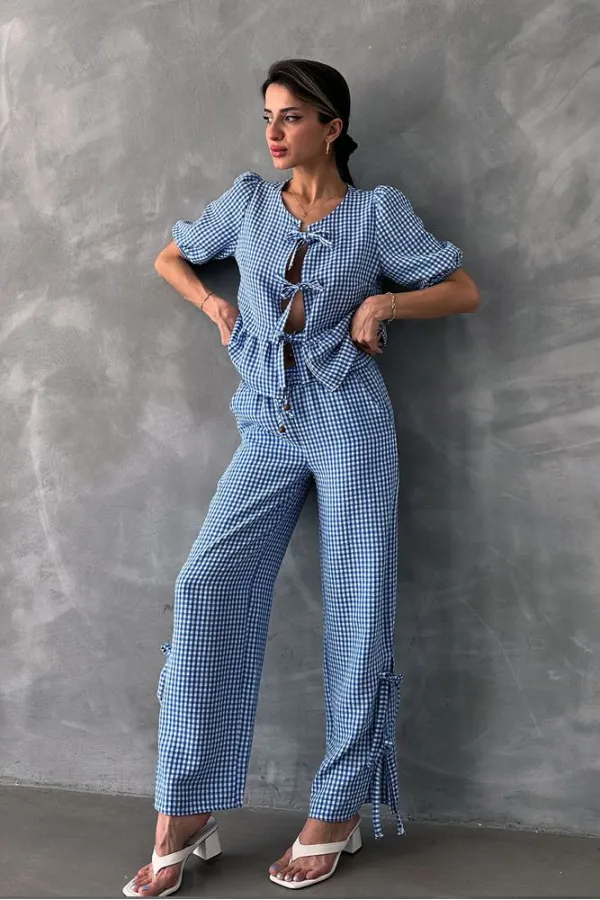 Topshow Mavi Pitikare Toptan Pantolon