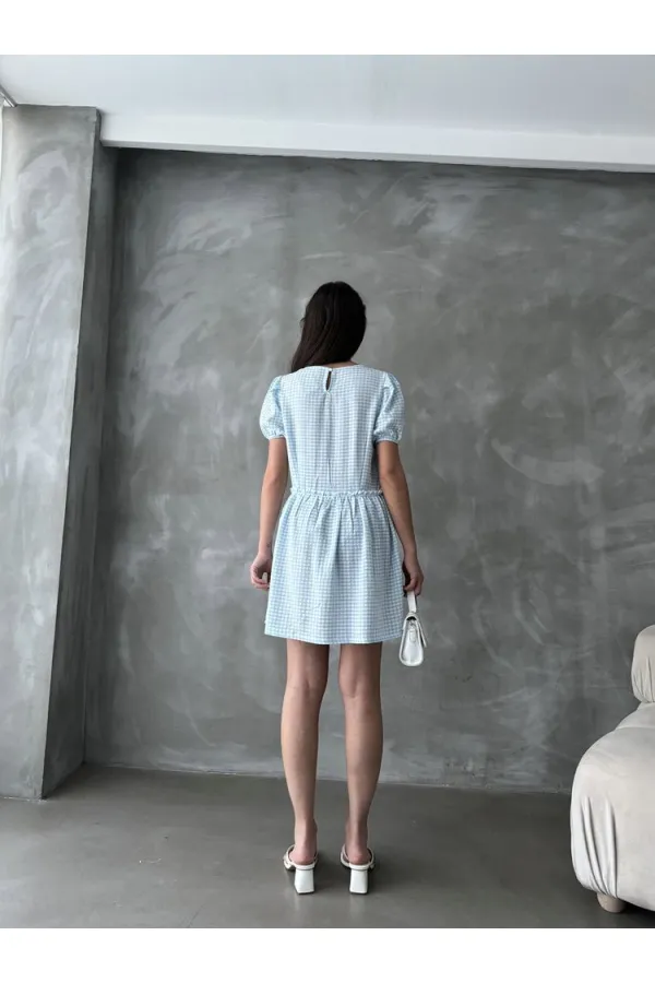 Robe Topshow bleue à col rond en gros