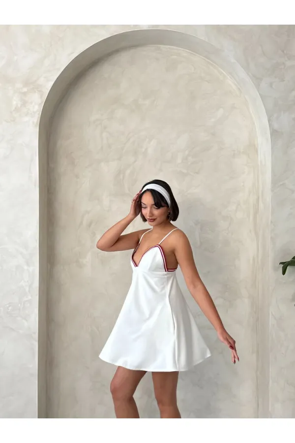 Askıllı Elbise - Krem | Topshow