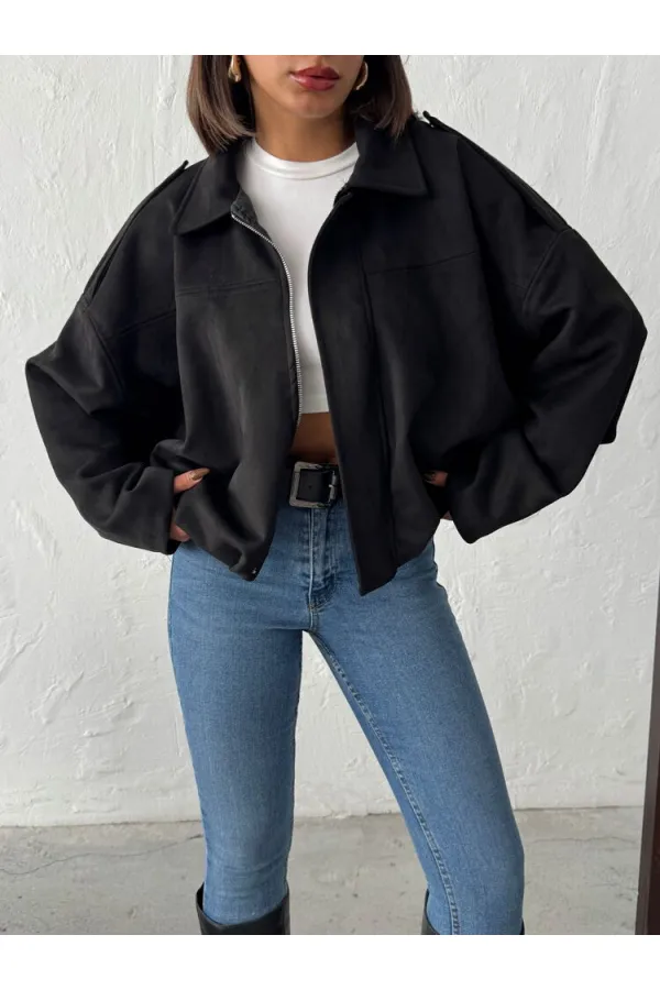 Veste en daim Topshow Scuba - Noire | Automne/Hiver 2017