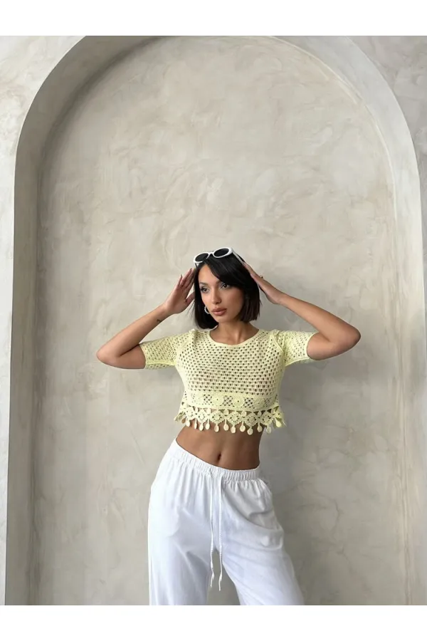 Tasseled Raw Wholesale Blouse Yellow | Topshow