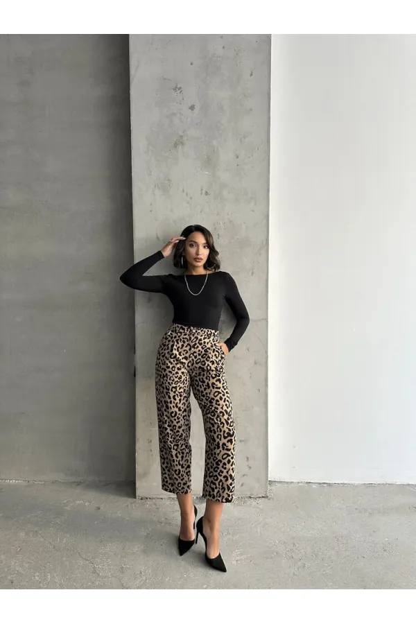 Patterned Wholesale Trousers - Mink Black | TOPSHOW | F1788