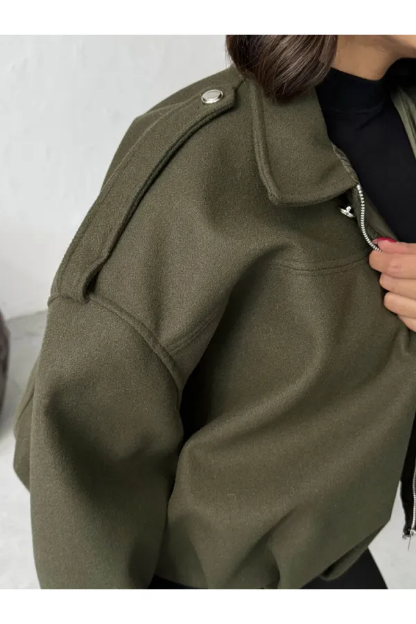 Vestes en cachemire Topshow en gros - Kaki | F2047