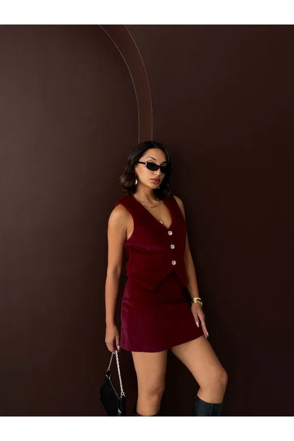 Topshow - Wholesale Plush Vest - Claret Red