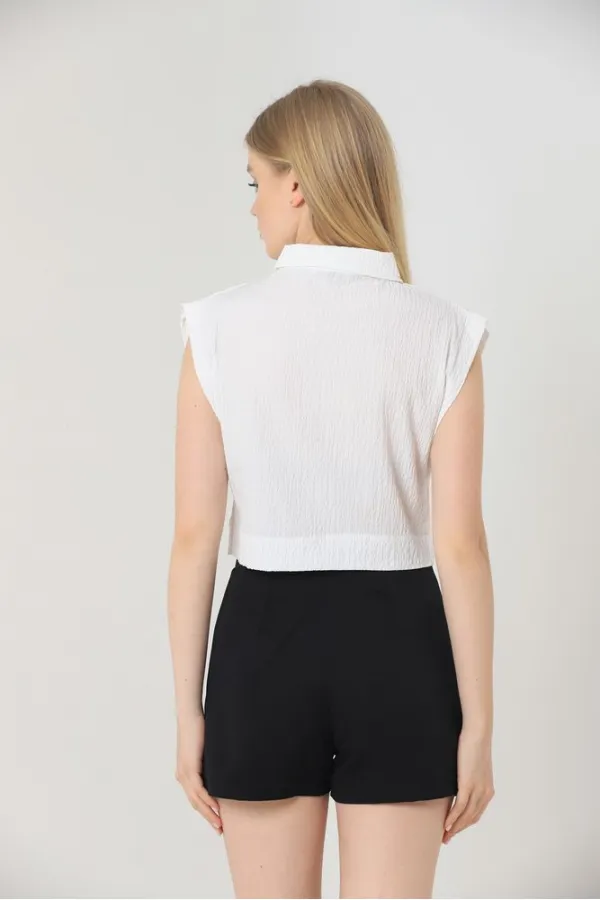 Topshow Black Decorative Buttoned Wholesale Shorts