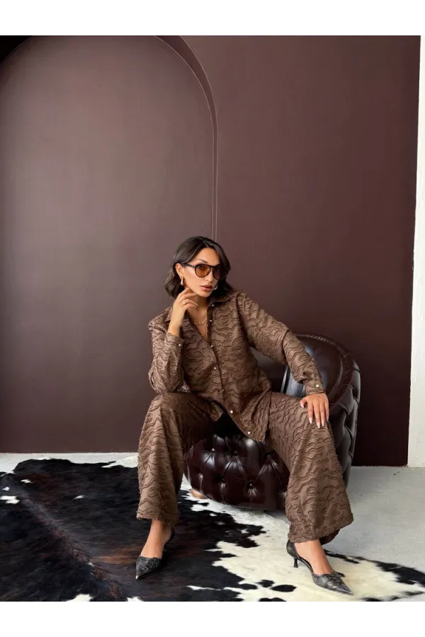 Topshow - Chemise tissée jacquard en gros - Marron