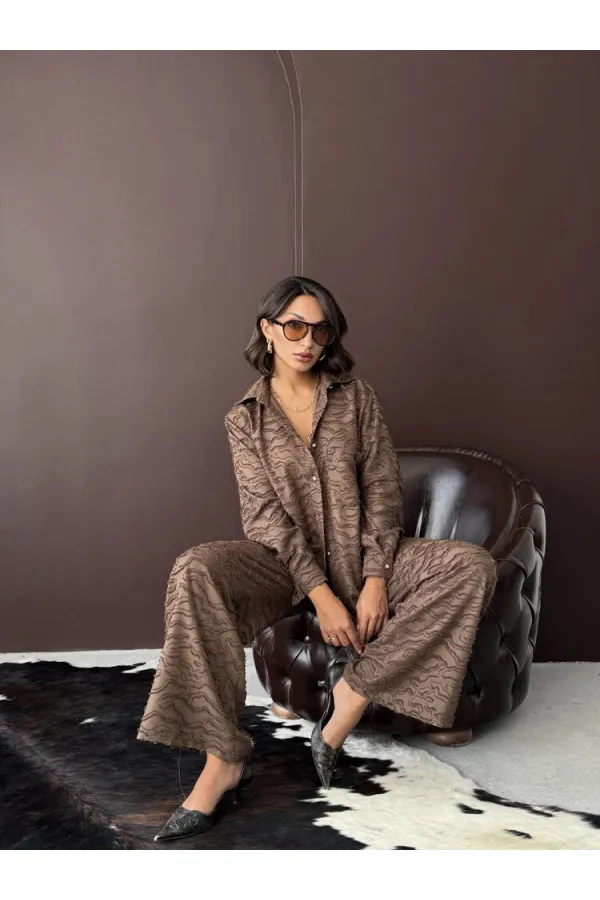 Topshow - Chemise tissée jacquard en gros - Marron