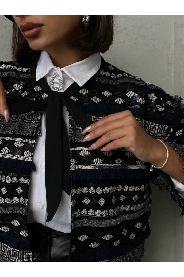 Wholesale Tie-Down Blouse - Black | TOPSHOW | F1731