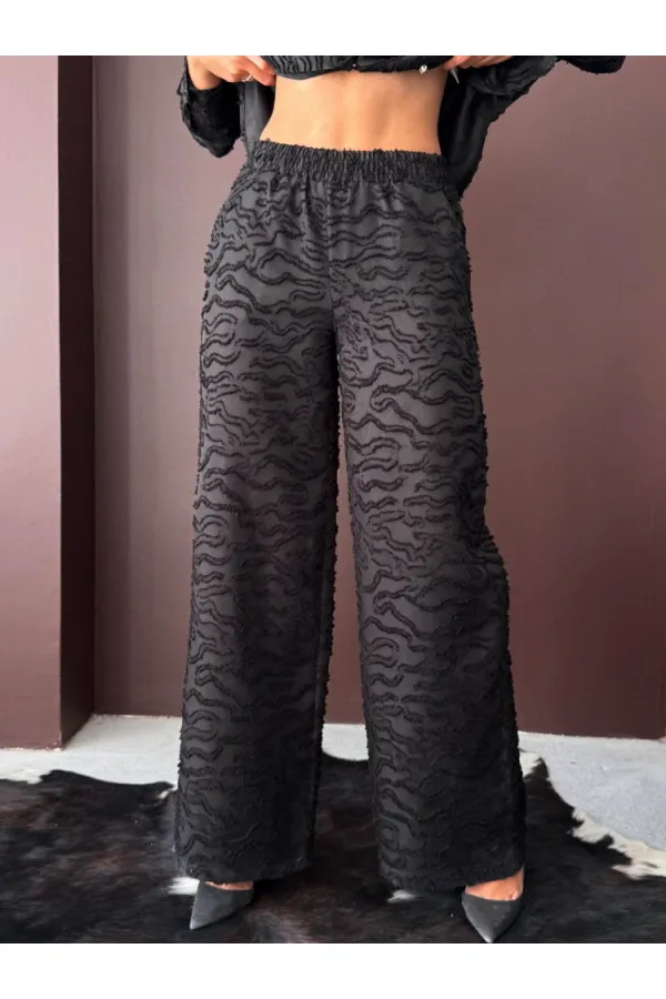 Topshow - Wholesale Jacquard Woven Trousers - Black