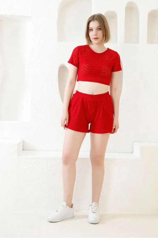 Topshow Red Mesh Wholesale Shorts