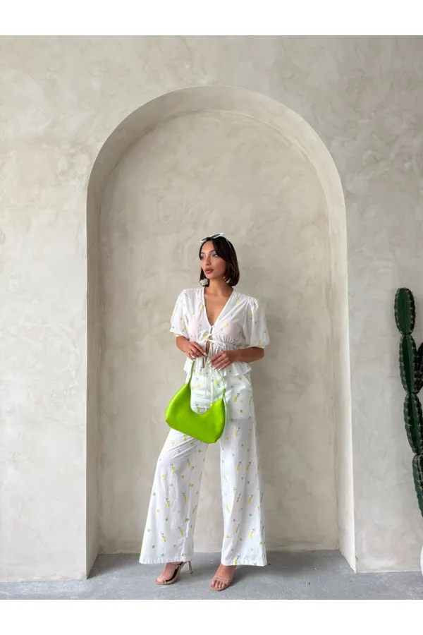 Nakışlı Vual Bluz - Sarı | Topshow