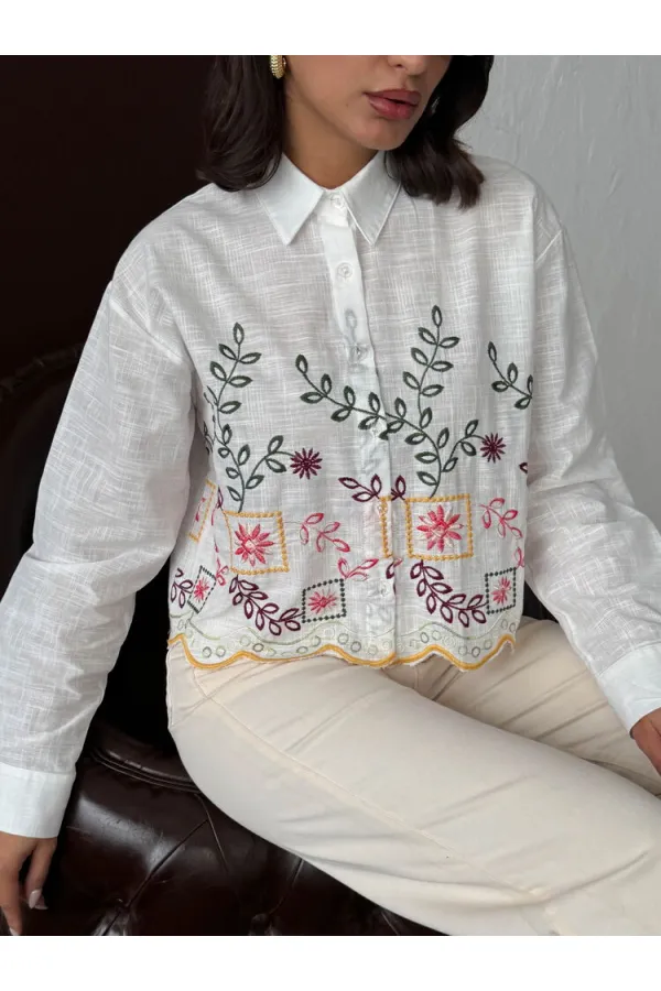 Chemises brodées pour femmes en gros – Style bohème chic – JAUNE DSN2