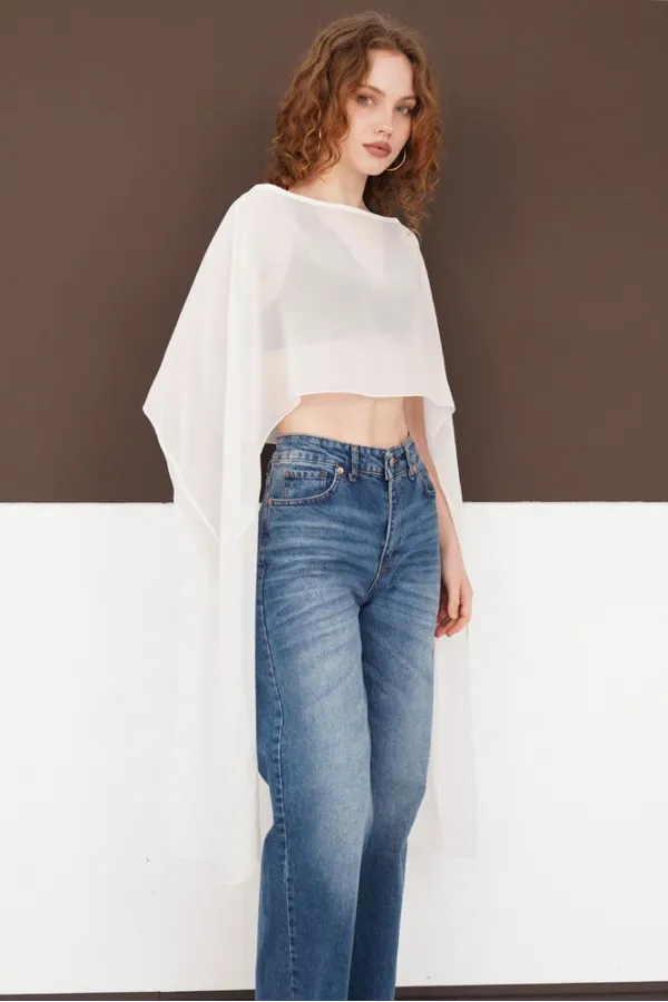 Chiffon Poncho - Cream | D2938 - Topshow