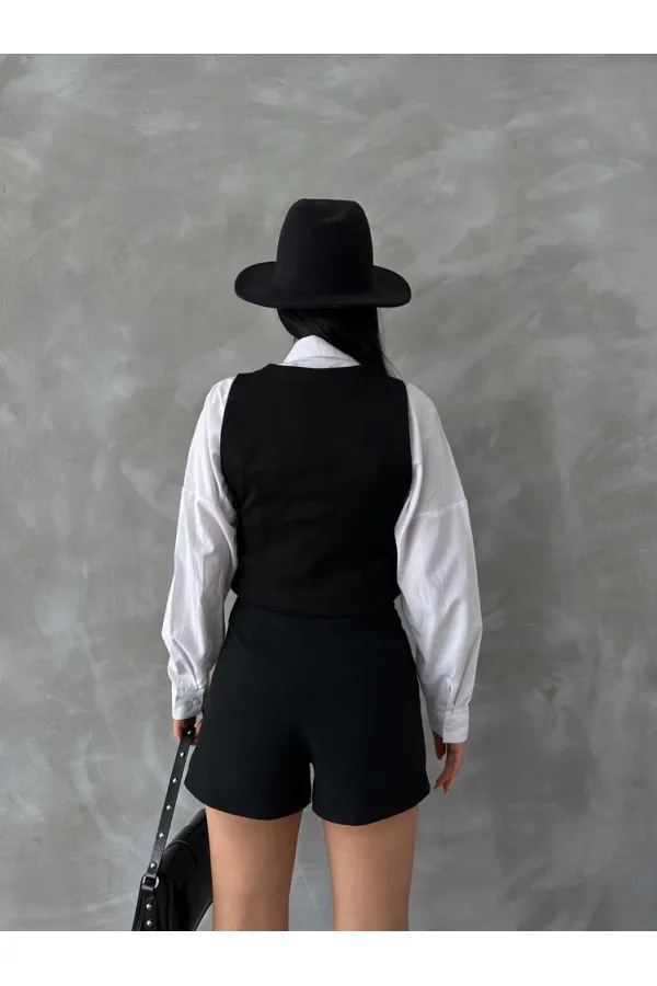 Gilet en daim noir en gros | TOPSHOW | f1528