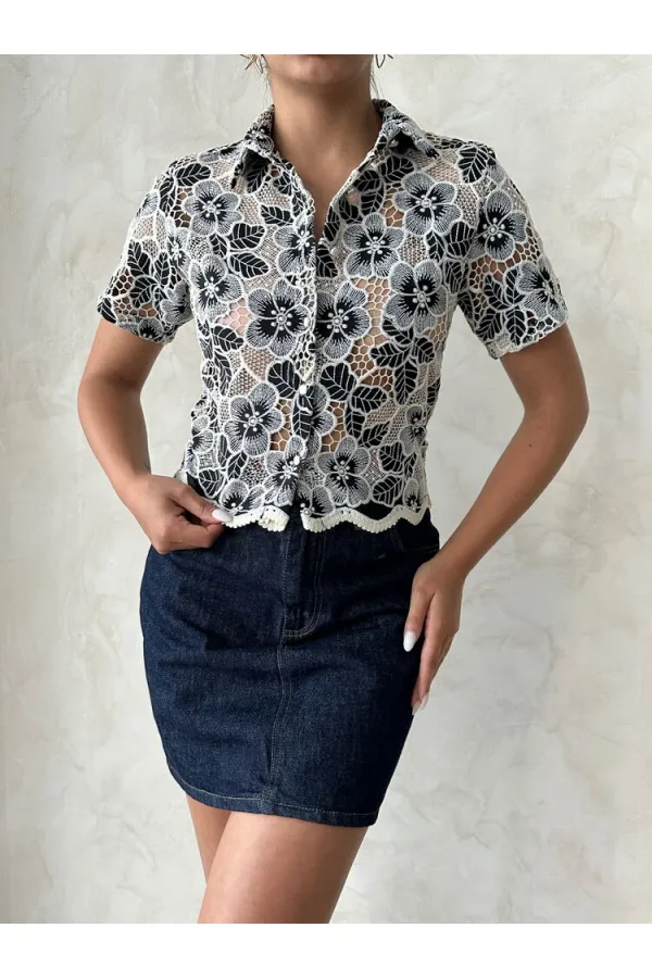 Lace Shirt - Black | Topshow