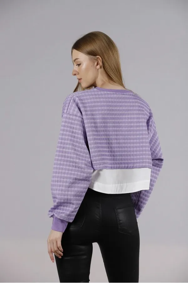Blouse courte F en gros - Lilas | TOPSHOW | F1544