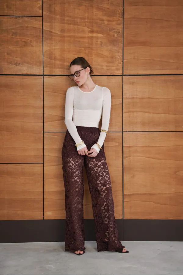 Embroidered Trousers - Brown | D2967 - Topshow