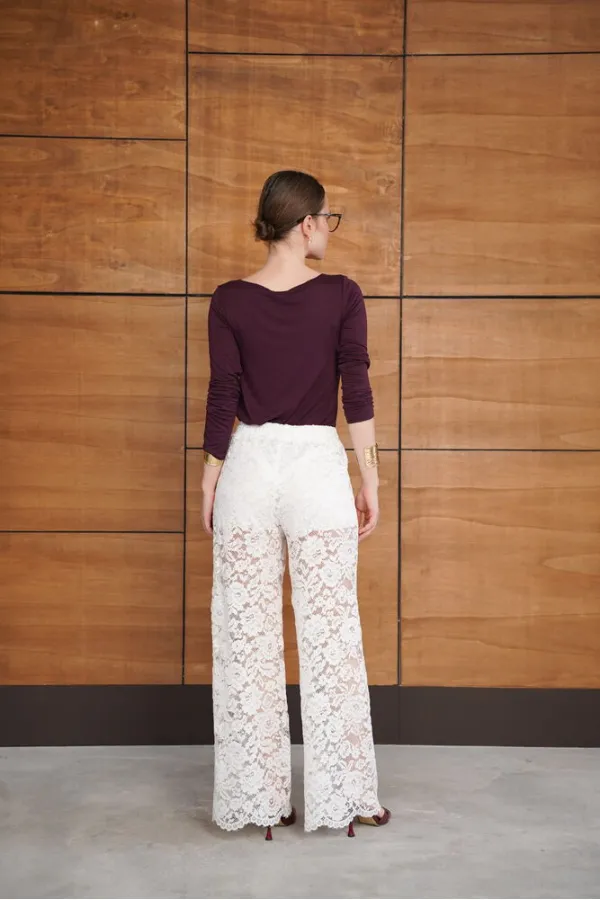 Embroidered Trousers - Cream | D2967 - Topshow
