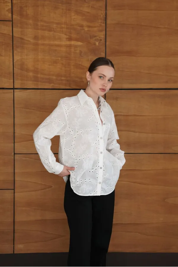 Corded Wholesale Shirts - Cream | F2079 - Topshow